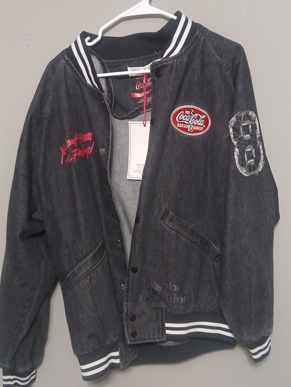 Coca Cola Racing Men’s Black Denim Varsity Jacket